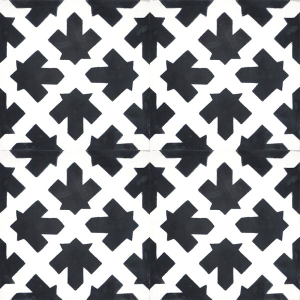 Zementfliesen 200 - geometrische Muster in einer schwarz-weißen Farbkombination