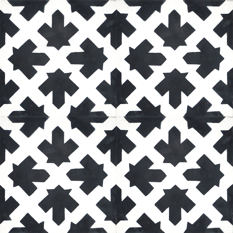 Zementfliesen 200 - geometrische Muster in einer schwarz-weißen Farbkombination