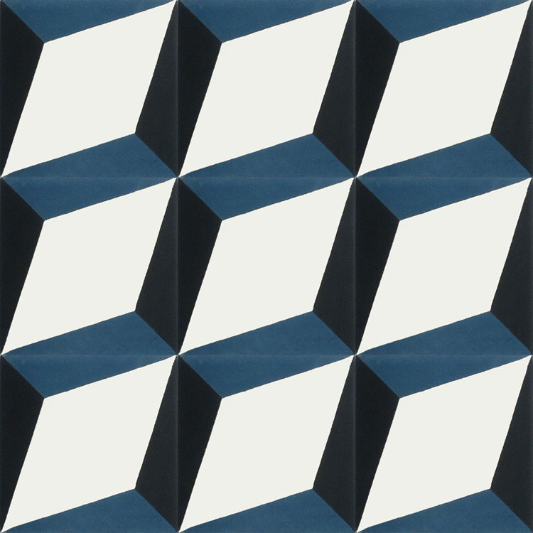 Zementfliresen 3172 - Dieses beliebte Design erzeugt die Illusion von Würfeln oder Stufen
