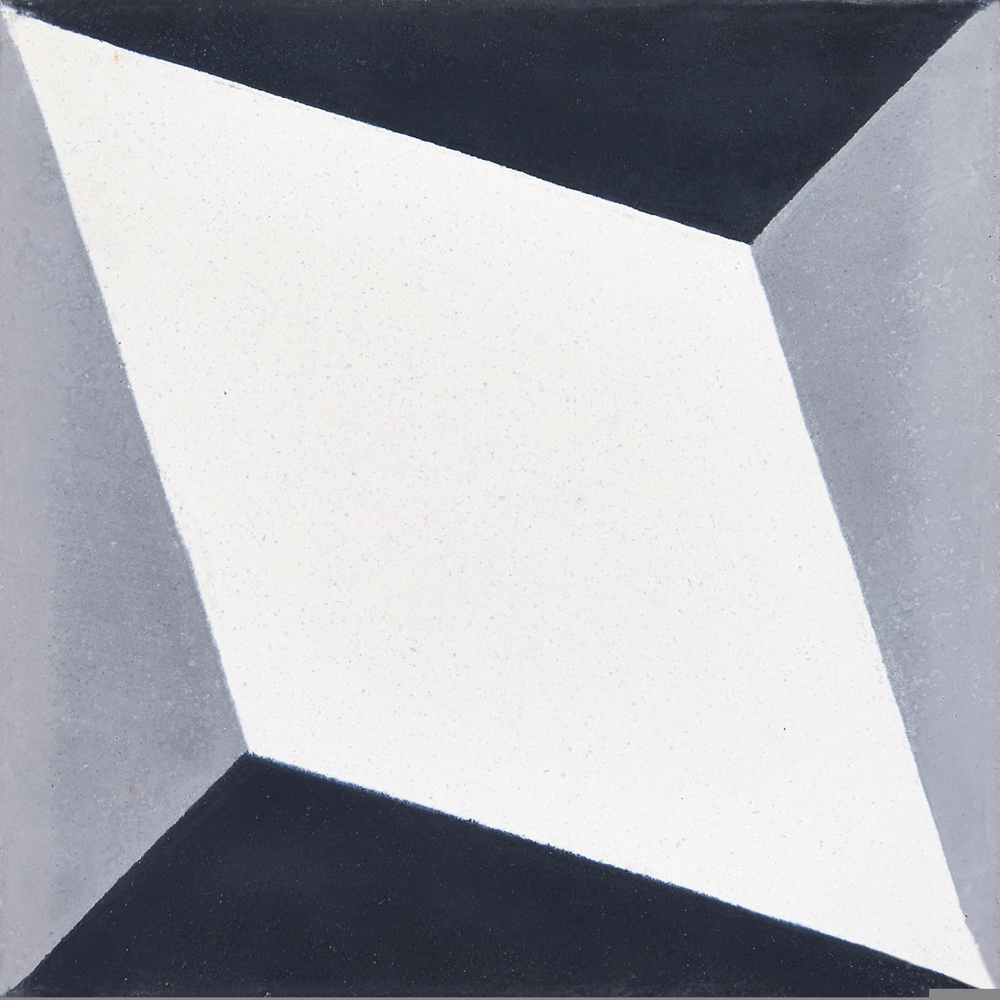 articima Zementfliese 317 - Aus unserer "cube" Reihe - dreidimensional wirkendes Muster in Weiss, Grau und Schwarz