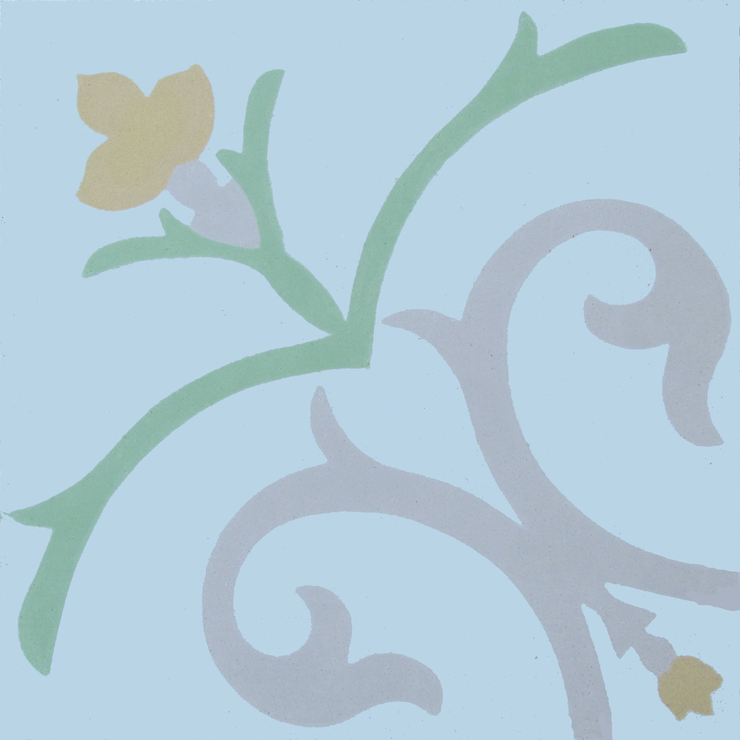 Zementfliesen 4250 | Floral, Blau, Frisch