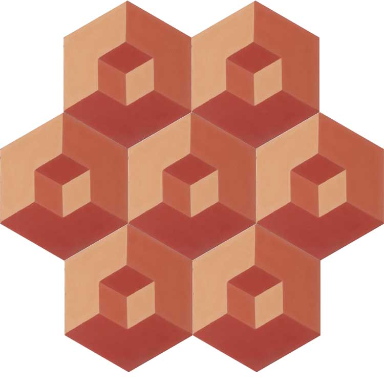 hexagonale Zementfliesen 6362 | 7 Einzelfliesen