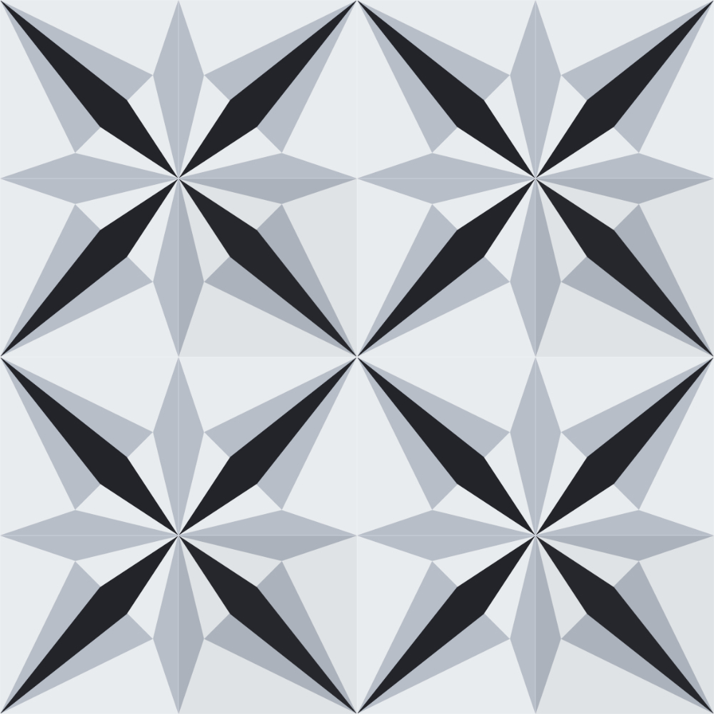 Zementfliesen Ref. 910 | Exklusiv bei articima | Farbenkombination aus Schwarz, Weiss und Grau | Verlegevariante 2