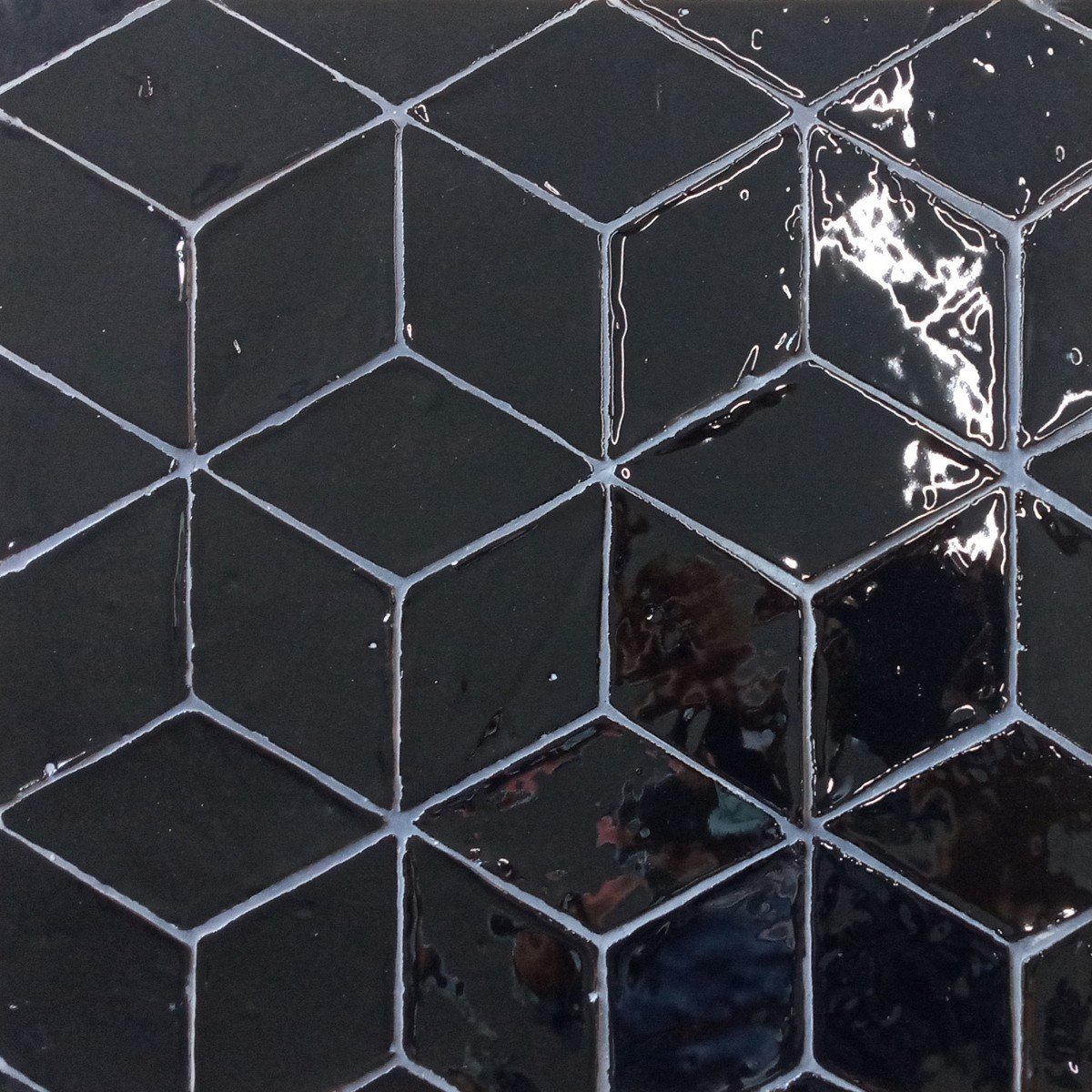 Glasierte Terracotta Wandfliesen - Farbe Schwarz - Format diamond - Referenz G108